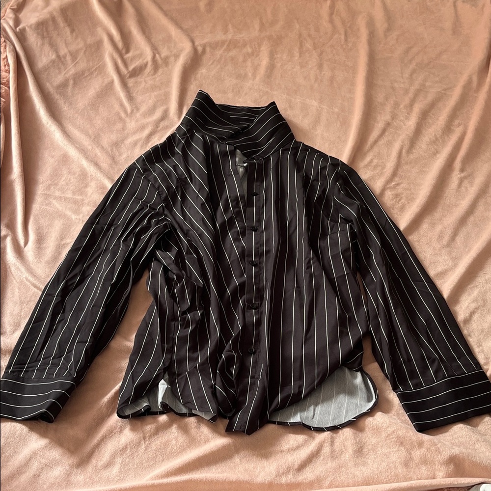Fashion Nova Black and White Striped Blouse